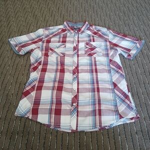 BKE Athletic Fit Pearl Snap Western Style Button Down Shirt Men's XL